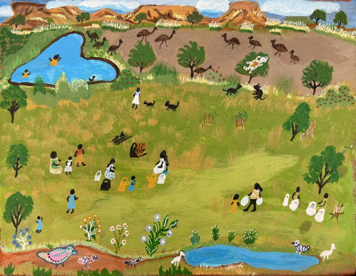 Women and children gathering bush foods by Nora  Campbell